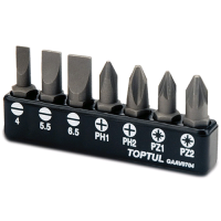 Набор бит TOPTUL 1/4" 7од. (SL: 4*0.5, 5.5*1, 6.5*1.2; PH1, PH2; PZ1, PZ2) GAAV0704