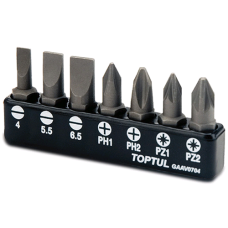 Набор бит TOPTUL 1/4" 7од. (SL: 4*0.5, 5.5*1, 6.5*1.2; PH1, PH2; PZ1, PZ2) GAAV0704