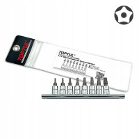 Набір біт TORX п'ятигранних з отвором TOPTUL 1/4" T8-T40 8ед. GAAG0805