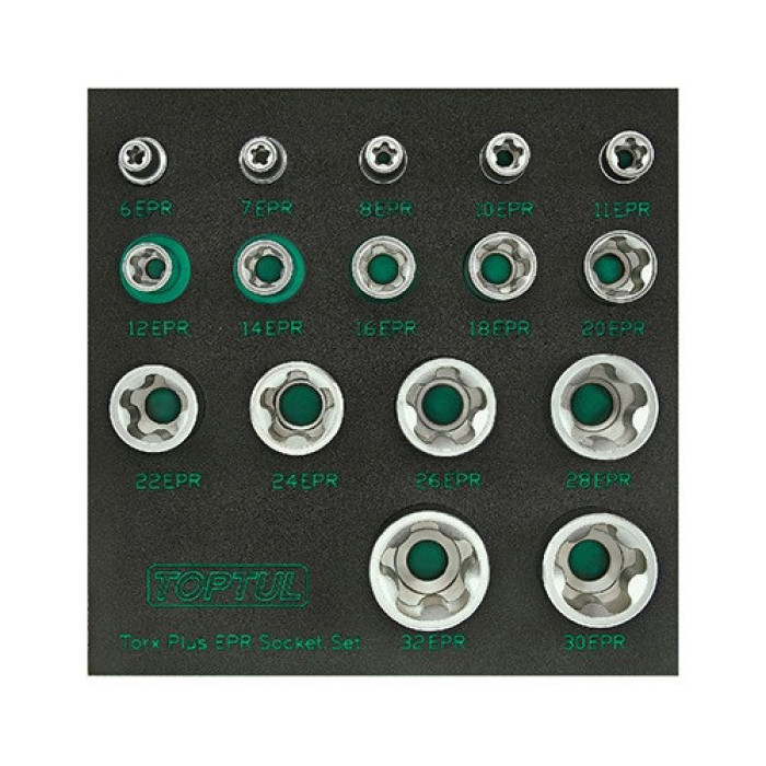 Набір головок Torx Plus EPR 1/4"&3/8"&1/2" 6EPR-32EPR 16 од. TOPTUL GABF1601