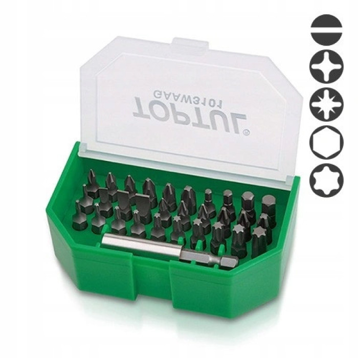 Набір біт для шуруповерта 31ед. TOPTUL 1/4" SL;PH;PZ;TORX;HEX + магнітний тримач GAAW3101